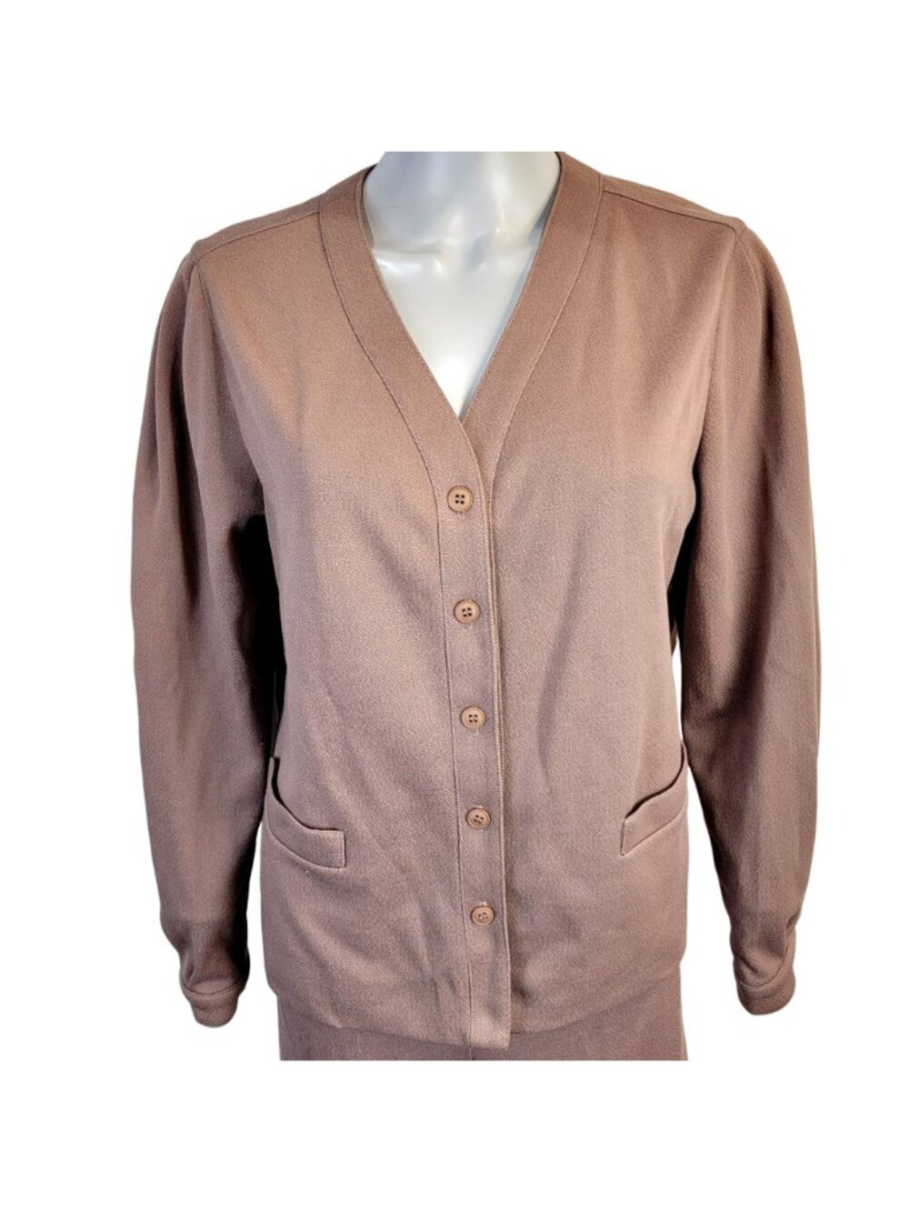 Vintage 70s Suit Women Large 14 Brown Jacket High Rise Straight Pants Retro Work - Picture 6 of 16